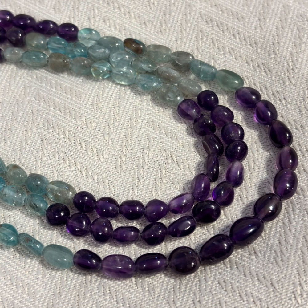 Jay King Mine Finds Amethyst & Aquamarine 4-Strand Gemstone Necklace SS 925 - Picture 6 of 13